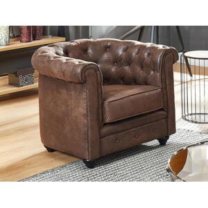 Vente-unique Fauteuil CHESTERFIELD en microfibre aspect cuir vieilli