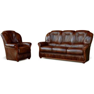 Vente unique Canape 3 places et un fauteuil 100 cuir de buffle DAPHNE Marron