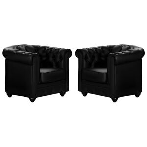 Vente-unique Lot de 2 Fauteuils CHESTERFIELD - Simili Noir