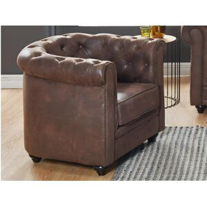 Vente unique Lot de 2 Fauteuils CHESTERFIELD en microfibre aspect cuir vieilli