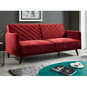 Vente unique Canape 3 places convertible clic clac en velours JORIS Rouge