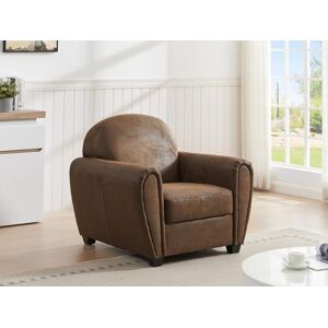 Vente unique Fauteuil en microfibre aspect cuir vieilli club VICTORY III