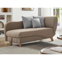 Vente-unique Méridienne gauche convertible en tissu marron avec coffre de rangement PENELOPE