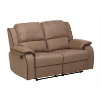 Vente-unique Canapé 2 places relax en microfibre HERNANI – Taupe