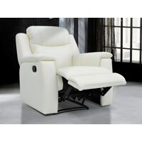 Vente-unique Fauteuil relax EVASION en cuir – blanc ivoire