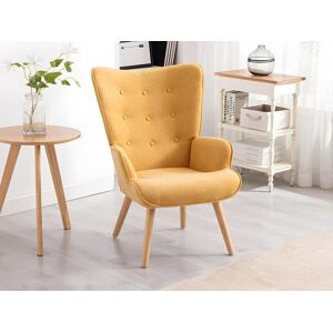 Vente-unique Fauteuil en tissu jaune moutarde VATELY