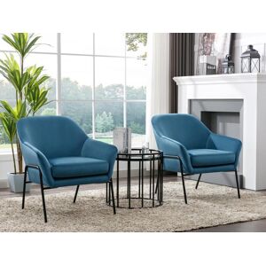 Vente-unique Fauteuil en velours bleu canard CERITA