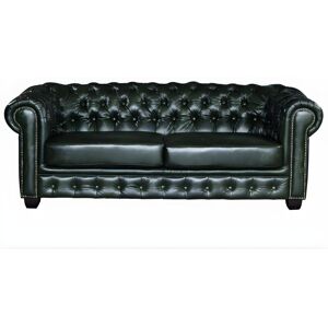 Vente-unique.com Canapé chesterfield 3 places BRENTON 100% cuir de buffle - Vert empire