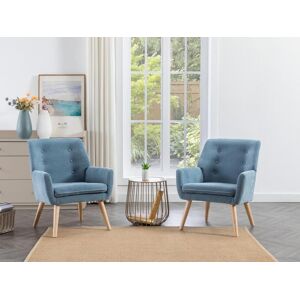 Vente-unique Fauteuil en tissu bleu SERINO