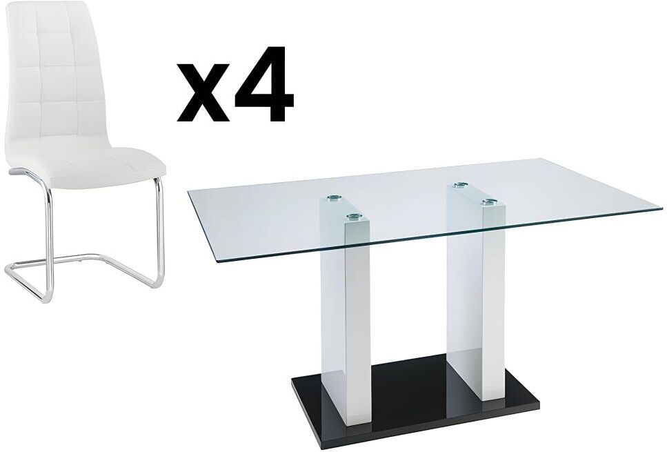 Vente-unique Ensemble table SAMIRA + 4 chaises NADYA - Blanc