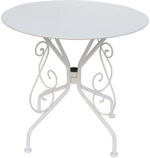 Table de jardin D.80 cm en métal façon fer forgé - Blanc - GUERMANTES de MYLIA