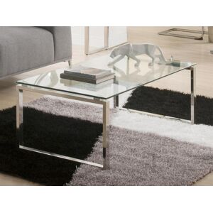 Vente-unique Table basse FREYA - Verre trempe & metal chrome