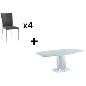 Vente unique Ensemble table 4 chaises TALICIA Blanc et anthracite