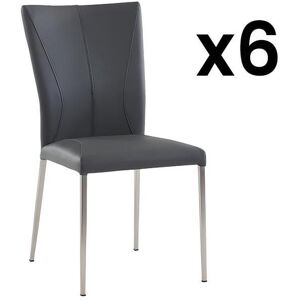 Vente unique Lot de 6 chaises TALICIA Simili acier brosse Anthracite