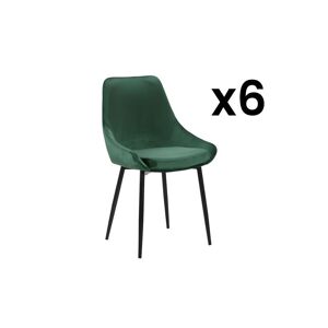 Vente unique Lot de 6 chaises Velours et metal noir Vert MASURIE