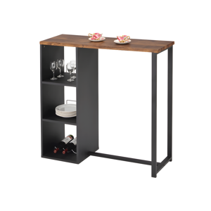 Vente unique Meuble de bar MORENA Metal MDF Plateau effet noyer