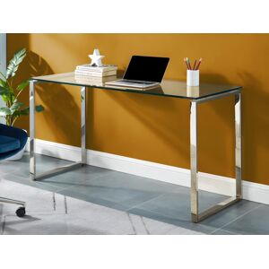 Vente-unique Bureau FREYA - Verre trempe & metal chrome