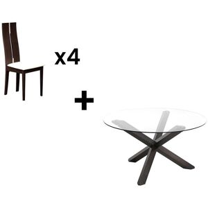 Vente unique Ensemble table CENTAURI 4 chaises SALENA Hetre Wenge