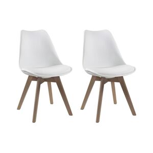 Vente-unique Lot de 2 chaises JODY - Polypropylene et Hetre - Blanc