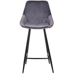 Vente-unique Lot de 2 tabourets de bar - Velours - Gris - MASURIE