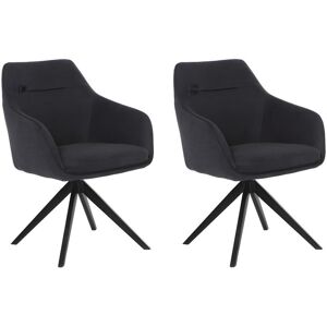 Vente-unique Lot de 2 chaises pivotantes MUSE - Avec accoudoirs - Tissu - Anthracite