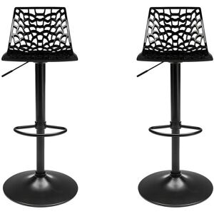 Vente-unique Lot de 2 Tabourets de bar CLARK - Polypropylene - Noir - Base Noire