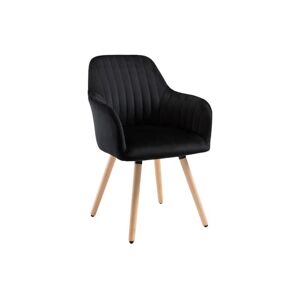 Vente-unique Chaise avec accoudoirs en velours et metal effet bois - Noir - ELEANA