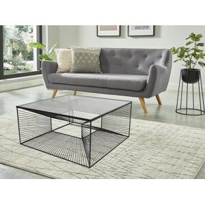 Vente unique Table basse CLARENCE Verre et Metal filaire Noir