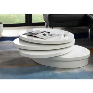 Vente unique Table basse pivotante ovale CIRCUS MDF laque Blanc