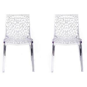 Vente-unique Lot de 2 chaises empilables DIADEME - Polycarbonate plein - Cristal