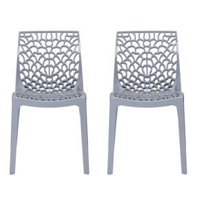 Vente-unique Lot de 2 chaises empilables DIADEME - Polypropylene - Gris clair