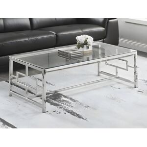 Table basse CLOTILDE de Pascal MORABITO - Verre trempe et acier - Chrome