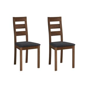 Vente-unique Lot de 2 chaises ALCINO - Hetre et tissu - Coloris : Noyer et Anthracite