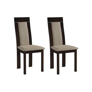 Vente-unique Lot de 2 chaises BELINDA - Hetre et tissu - Coloris : Noyer et Beige
