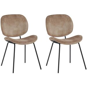 Vente-unique Lot de 2 chaises SABINE - Effet velours & metal - Beige