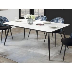 Vente unique Table a manger VALANCIA 8 couverts MDF Melamine et Metal Blanc effet Marbre