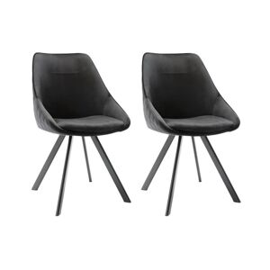 Vente-unique Lot de 2 chaises VIENNA - Velours & Metal - Noir