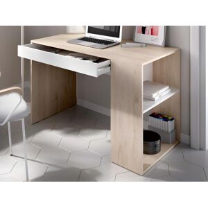 Vente unique Bureau avec rangements INES Coloris Chene et Blanc