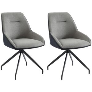 Vente unique Lot de 2 chaises en tissu velours cotele et metal Gris et anthracite CHANILA