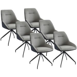 Vente unique Lot de 6 chaises en tissu velours cotele et metal Gris et anthracite CHANILA