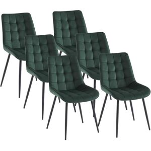 Vente-unique Lot de 6 chaises matelassees - Velours et metal noir - Vert - OLLUA