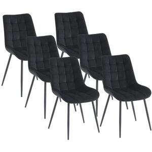 Vente-unique Lot de 6 chaises matelassees - Velours et metal - Noir - OLLUA