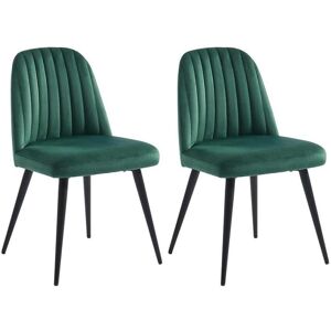 Vente unique Lot de 2 chaises en velours et metal noir Vert ELEANA