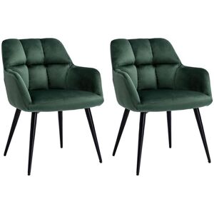 Lot de 2 chaises avec accoudoirs Velours et metal Vert PEGA de Pascal MORABITO