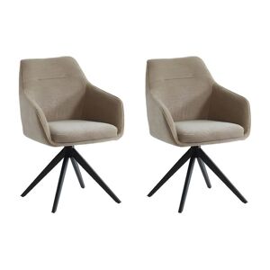 Vente-unique Lot de 2 chaises pivotantes MUSE - Avec accoudoirs - Tissu - Beige