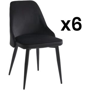 Vente unique Lot de 6 chaises en velours et metal Noir EZRA