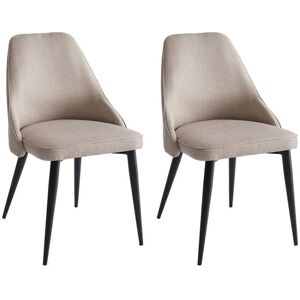 Vente unique Lot de 2 chaises en tissu et metal Creme EZRA