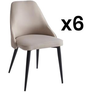 Vente-unique Lot de 6 chaises en tissu et metal - Creme - EZRA