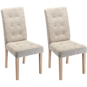 Vente-unique Lot de 2 chaises VILLOSA - Tissu & Pieds bois - Coloris : Beige