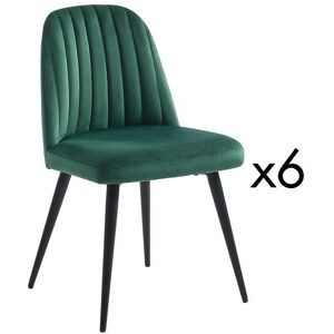 Vente unique Lot de 6 chaises en velours et metal noir Vert ELEANA